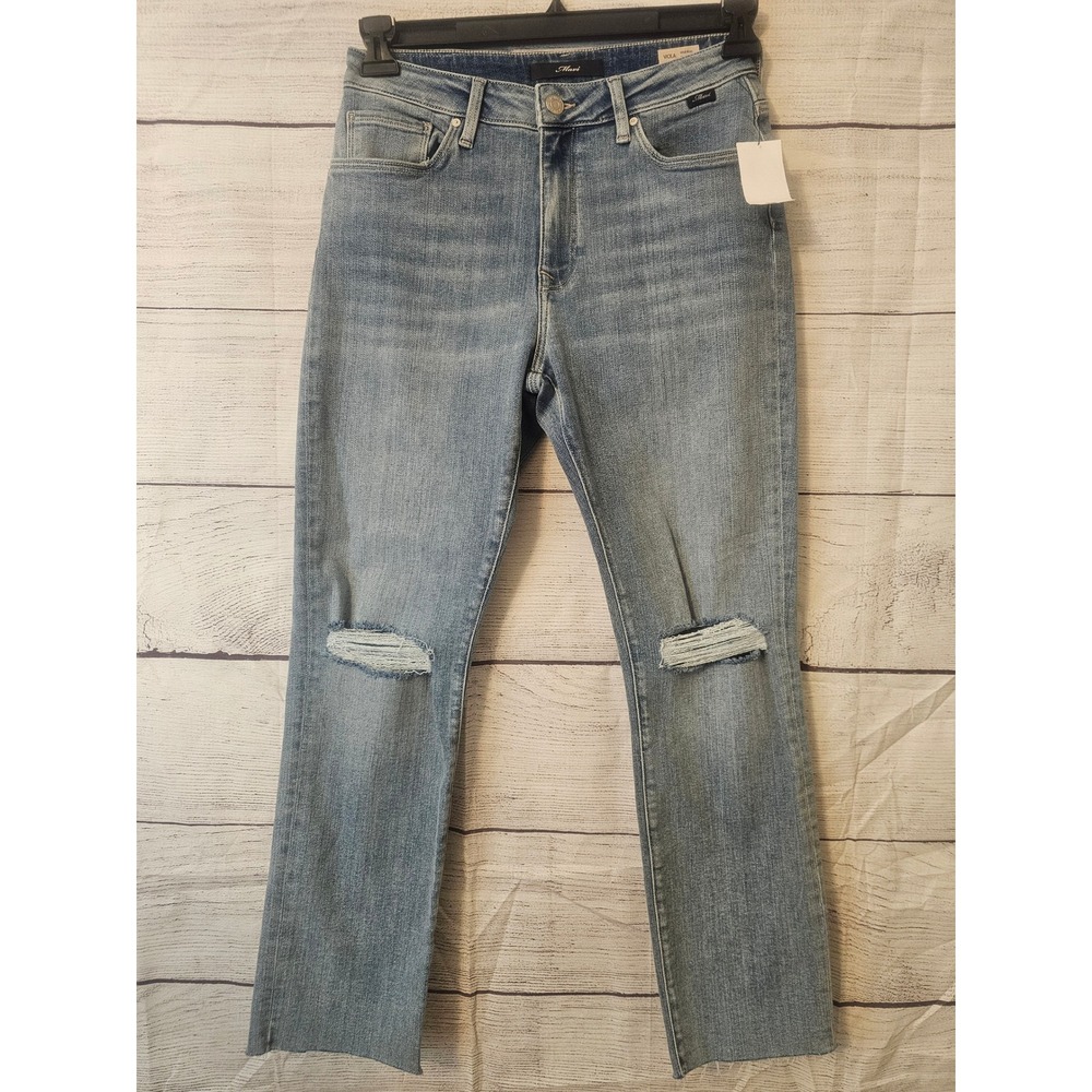 Mavi Viola Mid-Rise Denim Gaucho Pants Women's Size 27 Raw Hem Light Wash l118